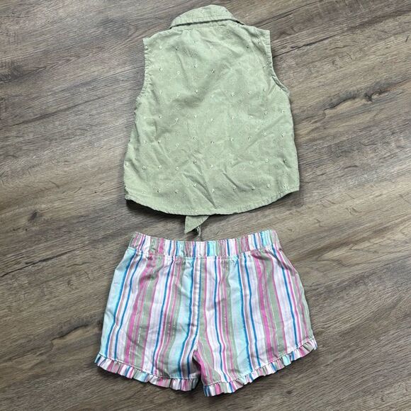 Penelope Mack Girl Two Piece Outfit Sleeveless Button Down Top and Shorts Size 5 - Picture 2 of 6